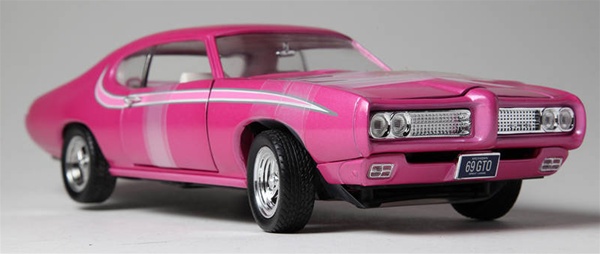 1969 PONTIAC GTO STREET MACHINE-LAVENDER PEARL WHITE STRIPING(1/18 